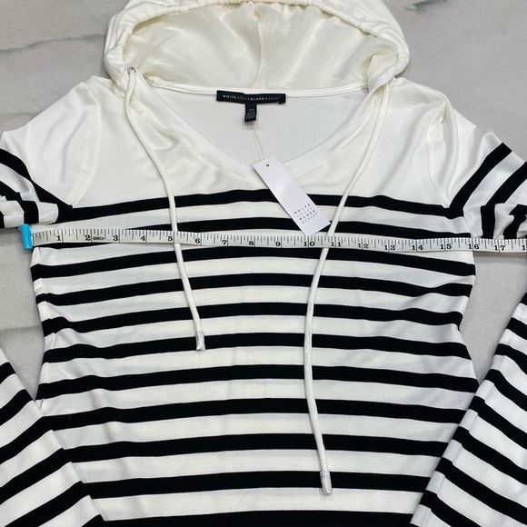 WHBM Striped Hoodie Size XS Ivory Black Stripes Long Sleeve NWT - Picture 7 of 14